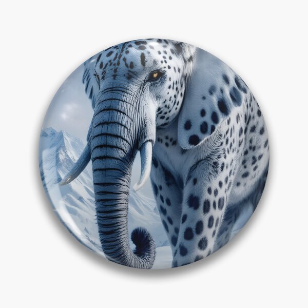 Item preview, Mystical Snow Leopard Elephant In Frozen Arctic Fantasy Landscape designed and sold by DreamyWallVibes.