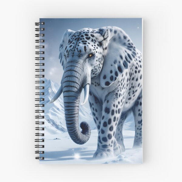Item preview, Mystical Snow Leopard Elephant In Frozen Arctic Fantasy Landscape designed and sold by DreamyWallVibes.