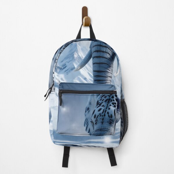 Item preview, Mystical Snow Leopard Elephant In Frozen Arctic Fantasy Landscape designed and sold by DreamyWallVibes.