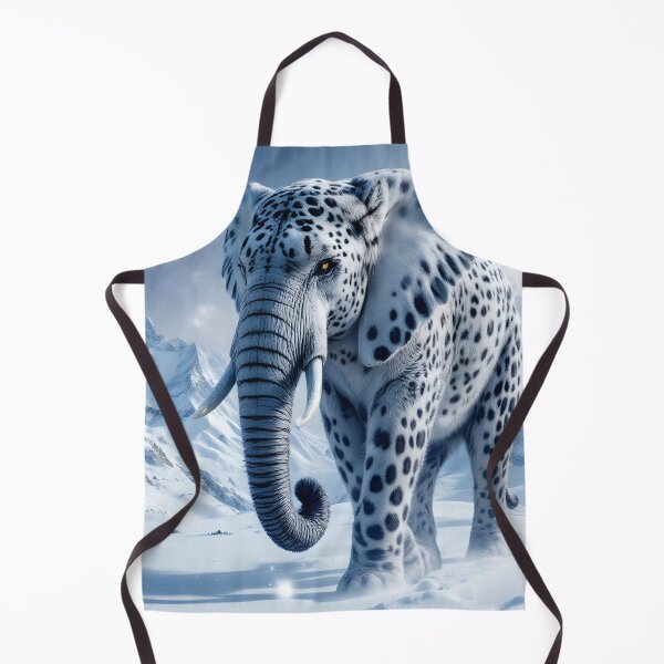 Item preview, Mystical Snow Leopard Elephant In Frozen Arctic Fantasy Landscape designed and sold by DreamyWallVibes.