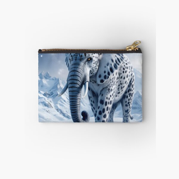 Item preview, Mystical Snow Leopard Elephant In Frozen Arctic Fantasy Landscape designed and sold by DreamyWallVibes.
