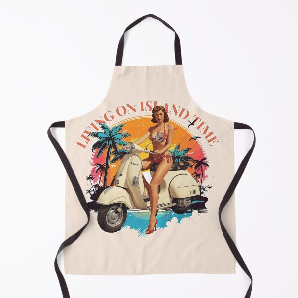 Item preview, Vintage Scooter Pinup Girl Island Time Tropical Sunset designed and sold by SilverSeaBKK.