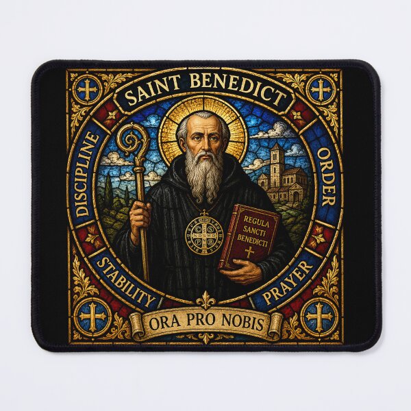 Item preview, Saint Benedict Stained Glass Icon  designed and sold by SaintGear.