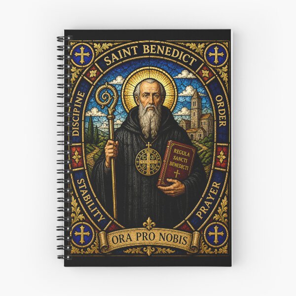 Item preview, Saint Benedict Stained Glass Icon  designed and sold by SaintGear.