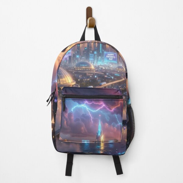 Item preview, Father's Day Father And Son Overlooking Sci Fi Dream City designed and sold by DreamyWallVibes.