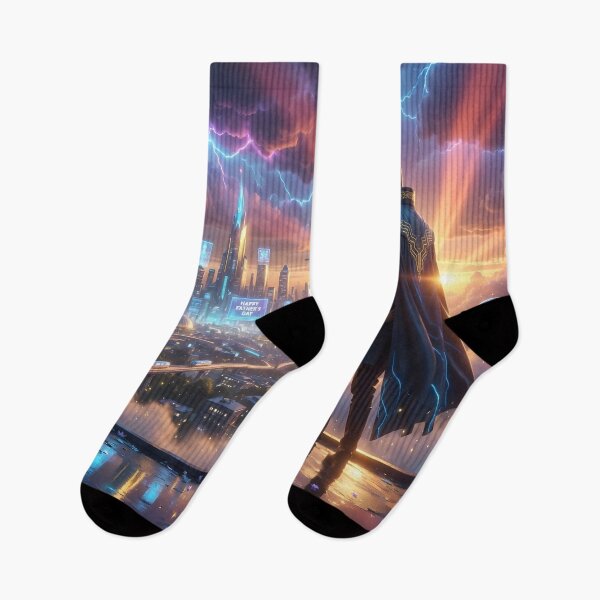 Item preview, Father's Day Father And Son Overlooking Sci Fi Dream City designed and sold by DreamyWallVibes.