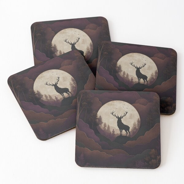 Item preview, Divine Damson Mystical Forest and Stag Silhouette designed and sold by Glitchart66.