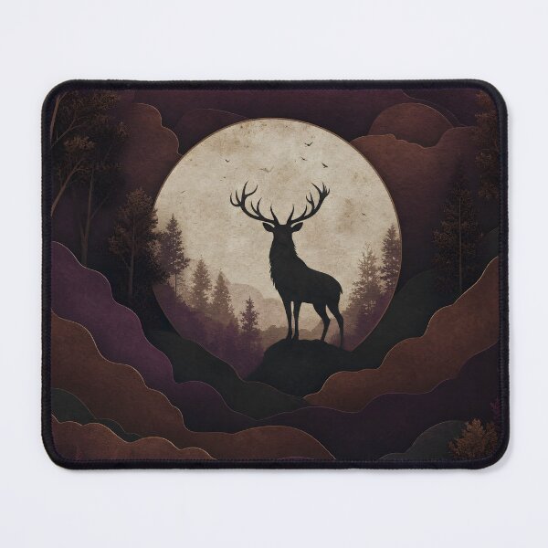 Item preview, Divine Damson Mystical Forest and Stag Silhouette designed and sold by Glitchart66.