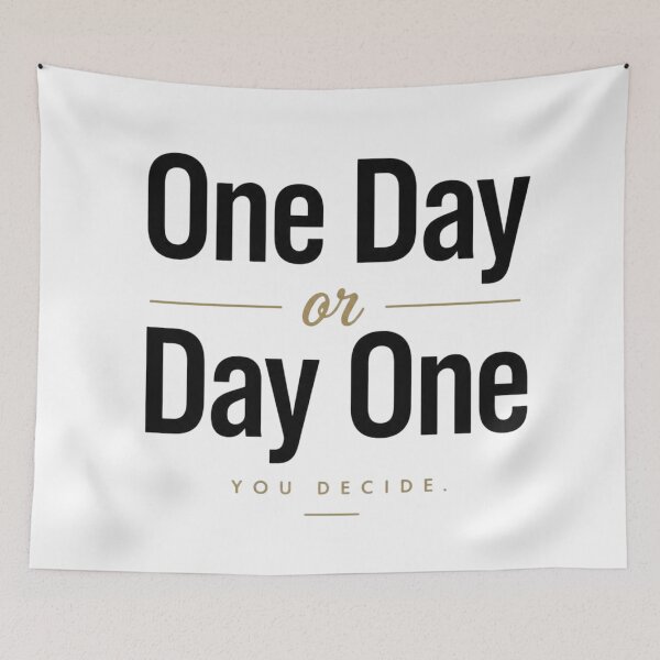 Item preview, One Day or Day One | Motivational Minimalist Quote designed and sold by Irene Catchmind.