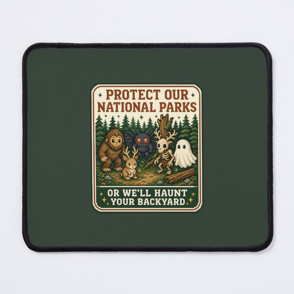 Item preview, Protect Our National Parks Cryptid Pixel Art Bigfoot Jackalope Mothman Wendigo Ghost designed and sold by bosamji.