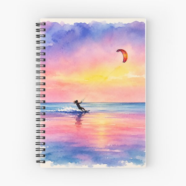 Item preview, Girl Kitesurfing Ocean Sunset – Wind Sport Lifestyle Illustration designed and sold by Islabonita..