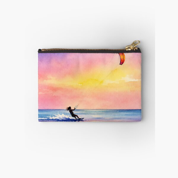 Item preview, Girl Kitesurfing Ocean Sunset – Wind Sport Lifestyle Illustration designed and sold by Islabonita..