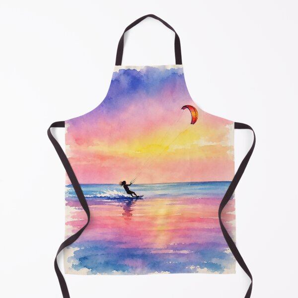 Item preview, Girl Kitesurfing Ocean Sunset – Wind Sport Lifestyle Illustration designed and sold by Islabonita..