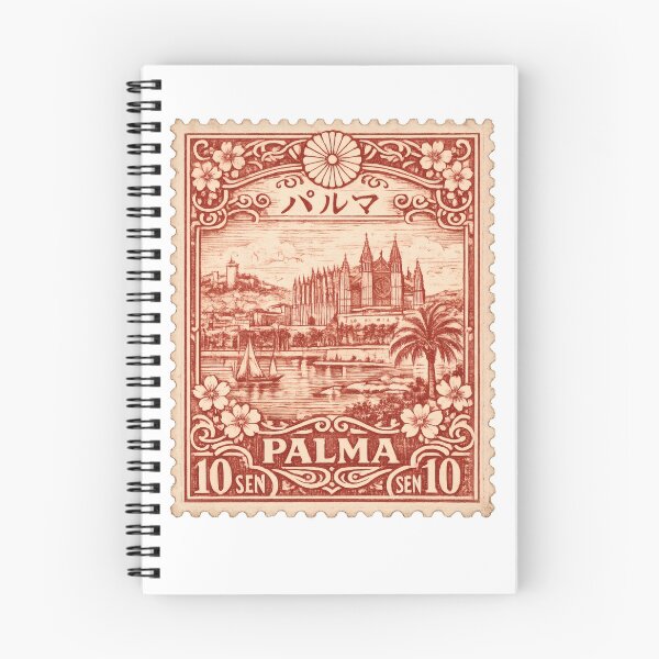 Item preview, Vintage Palma Stamp Illustration | Retro Spanish Postage Art | Mediterranean Island Capital Travel Design of Mallorca designed and sold by PaintedPixels01.