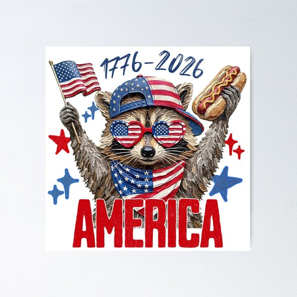 Item preview, America Raccoon Hot Dog Patriotic USA designed and sold by EvrmoodCo.
