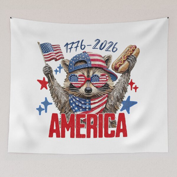 Item preview, America Raccoon Hot Dog Patriotic USA designed and sold by EvrmoodCo.