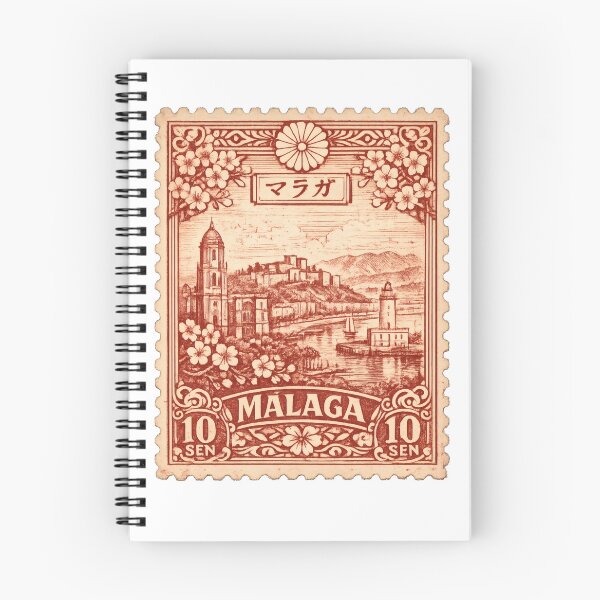 Item preview, Vintage Málaga Stamp Illustration | Retro Spanish Postage Art | Andalusian Mediterranean Port City Travel Design designed and sold by PaintedPixels01.