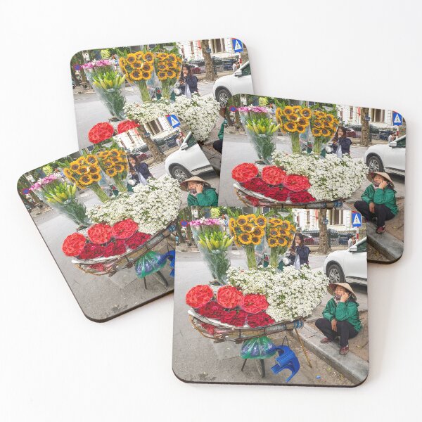 Item preview, Hanoi Mobile Florist on Bicycle | Vibrant Vietnam Flower Market Cultural Fine Art Print designed and sold by Ross.A.Campbell.