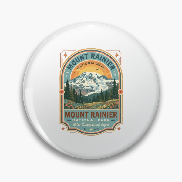 Item preview, Mount Rainier National Park Retro Campground Signs Hiker Camper Travel Outdoors designed and sold by Simsimah26Parks.