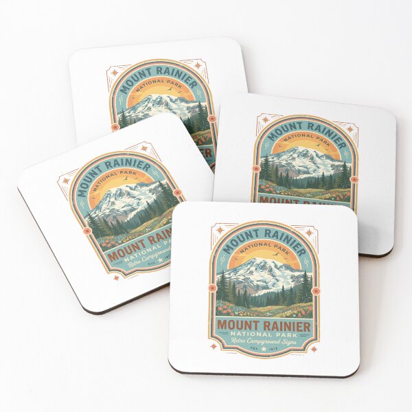 Item preview, Mount Rainier National Park Retro Campground Signs Hiker Camper Travel Outdoors designed and sold by Simsimah26Parks.