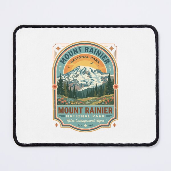 Item preview, Mount Rainier National Park Retro Campground Signs Hiker Camper Travel Outdoors designed and sold by Simsimah26Parks.