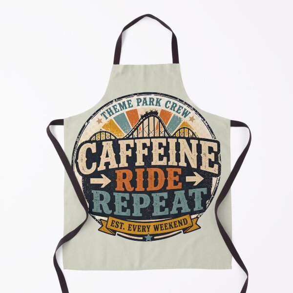 Item preview, Theme Park Crew – Caffeine Ride Repeat Retro Coaster Badge designed and sold by Coaster Culture Industries.