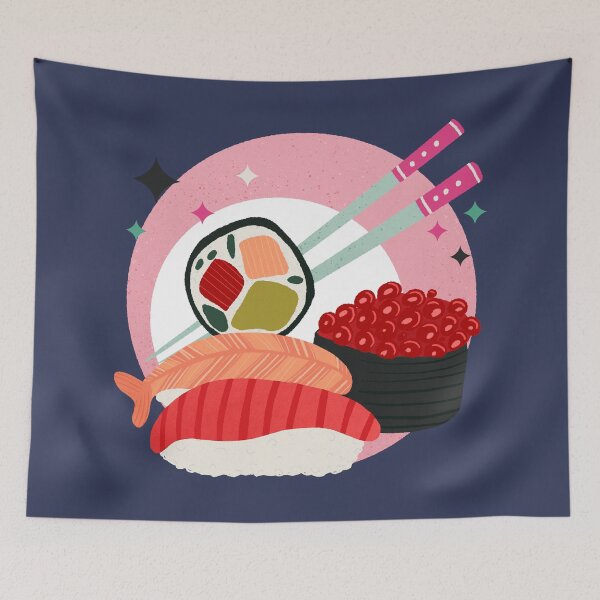 Item preview, Kawaii Retro Sushi Badge - Cute 80s Aesthetic Japanese Food designed and sold by Home Cyn Home.