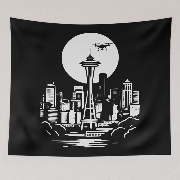 Item preview, Drone Pilot -Full Moon Seattle landscape Funny FPV Drone Quadcopter designed and sold by Colorfulman.