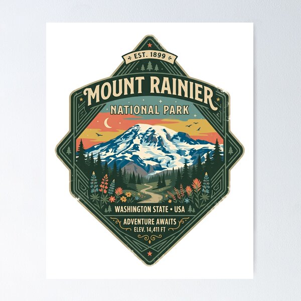 Item preview, Mount Rainier National Park Washington State USA Adventure Awaits Est 1899 Elev 14411 Ft Mountain Hiking Travel designed and sold by Simsimah26Parks.
