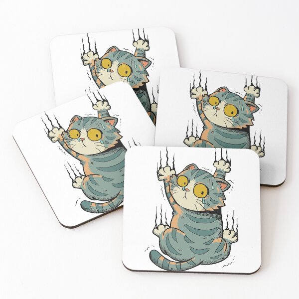 Item preview, Funny Clinging Scared Tabby Cat Scratch Marks designed and sold by Vermanartist.