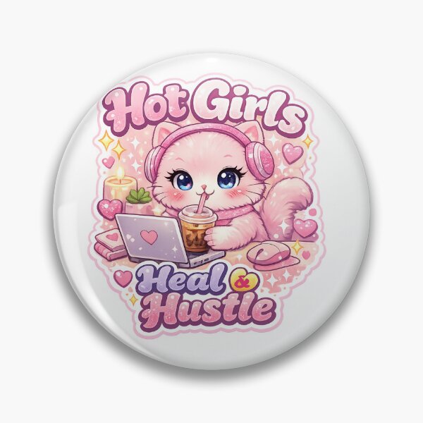 Item preview, Pink Cat Sticker Kawaii Girlboss Meme Aesthetic for Hustlers & Self Care Lovers designed and sold by CutePrintCorner.