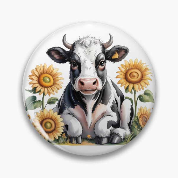 Item preview, Adorable Holstein Dairy Cow with Vibrant Sunflowers - Cute Countryside Farmhouse Floral Art designed and sold by Picasfarmer.