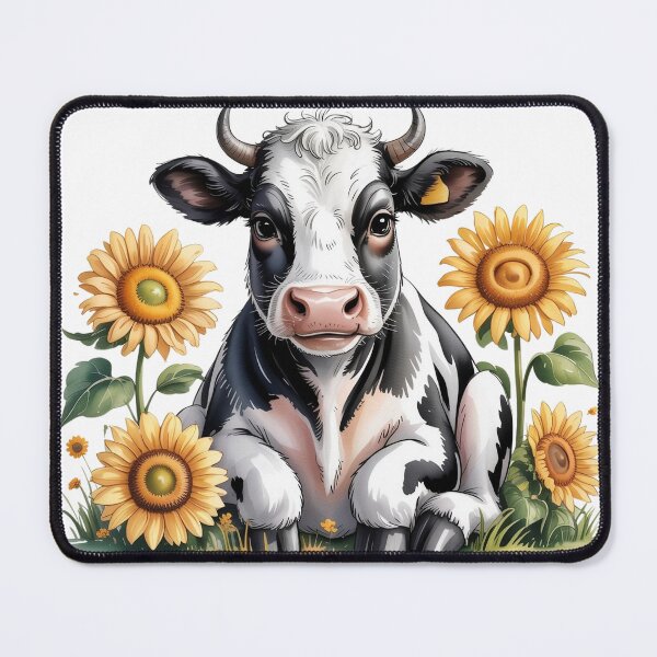 Item preview, Adorable Holstein Dairy Cow with Vibrant Sunflowers - Cute Countryside Farmhouse Floral Art designed and sold by Picasfarmer.