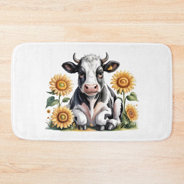 Item preview, Adorable Holstein Dairy Cow with Vibrant Sunflowers - Cute Countryside Farmhouse Floral Art designed and sold by Picasfarmer.