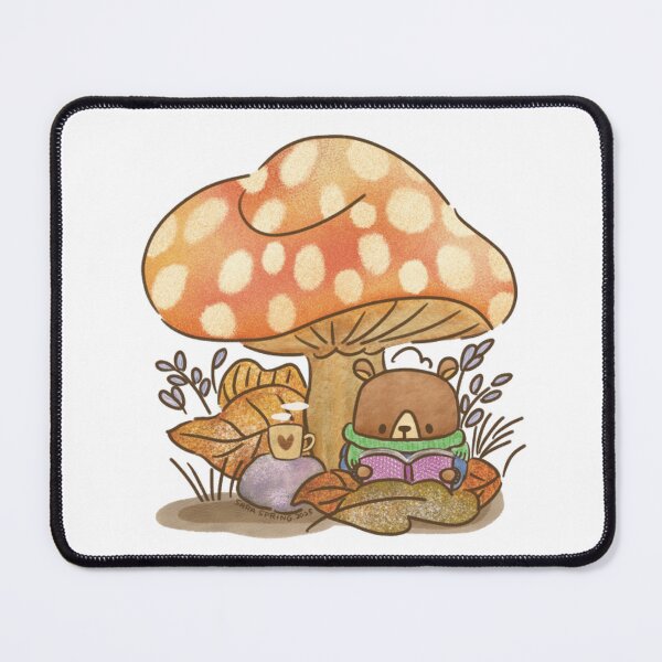 Item preview, My Cozy Place Mushroom Reading Bear Graphic designed and sold by SaraspringDes.