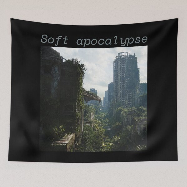 Item preview, Soft Apocalypse — Overgrown City Dark Aesthetic Art Print | Post-Apocalyptic Nature Poster designed and sold by ArtofDari.