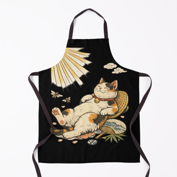 Item preview, Sunbathing Lucky Calico Cat in Japanese Folktale Style Illustration designed and sold by optimusprime39.