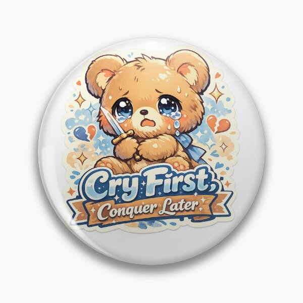 Item preview, Crying Bear Sticker Kawaii Motivational Meme Aesthetic for Emotional Fighters & Students designed and sold by CutePrintCorner.