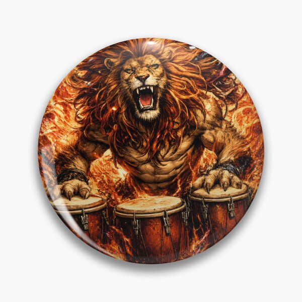 Item preview, Fiery Lion Drummer - Epic Fire Beast designed and sold by Estairco.