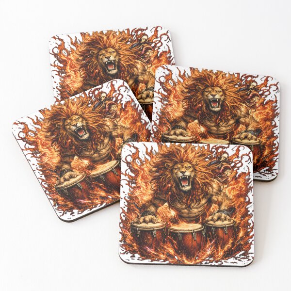 Item preview, Fiery Lion Drummer - Epic Fire Beast designed and sold by Estairco.