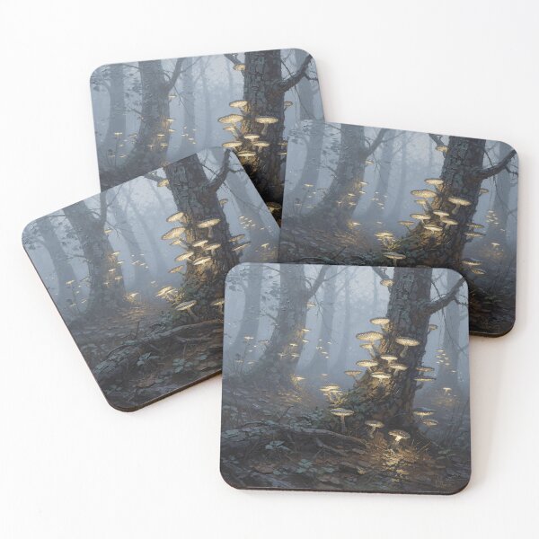 Item preview, Enchanted Bioluminescent Mushroom Forest | Dark Fantasy Woodland Glow Art designed and sold by cr6zym1nd.