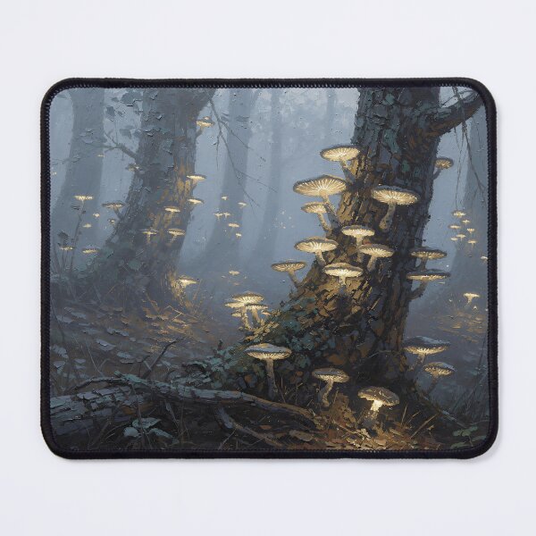 Item preview, Enchanted Bioluminescent Mushroom Forest | Dark Fantasy Woodland Glow Art designed and sold by cr6zym1nd.