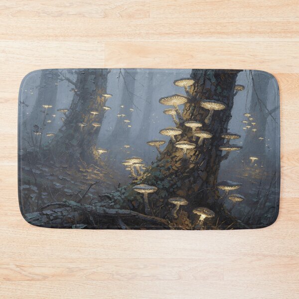 Item preview, Enchanted Bioluminescent Mushroom Forest | Dark Fantasy Woodland Glow Art designed and sold by cr6zym1nd.