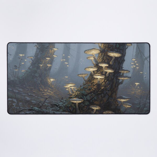 Item preview, Enchanted Bioluminescent Mushroom Forest | Dark Fantasy Woodland Glow Art designed and sold by cr6zym1nd.