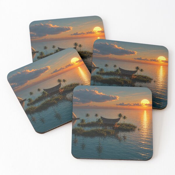 Item preview, Caribbean Dream – Tropical Sunset Island Escape - Cinematic Ocean Paradise Art designed and sold by Extravanganzza.
