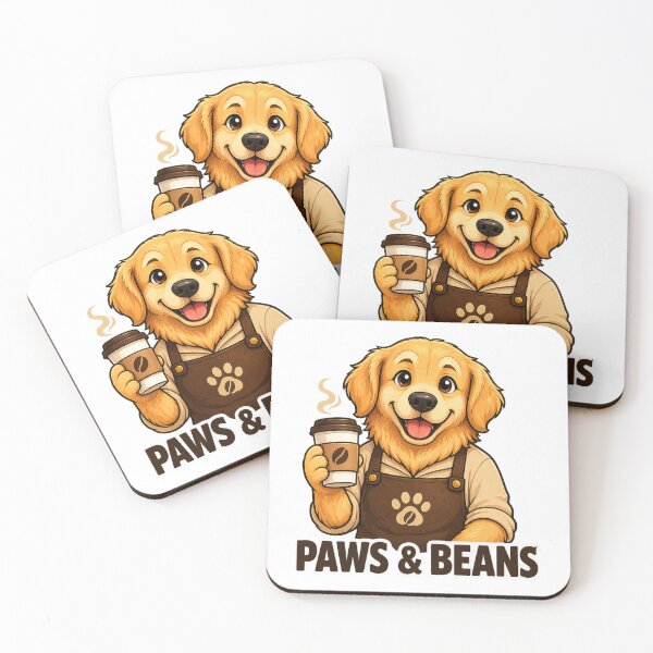 Item preview, Cute Golden Retriever Coffee Lover Gift | Paws & Beans Puppy Barista Cartoon Dog Design designed and sold by ArtByTripti.