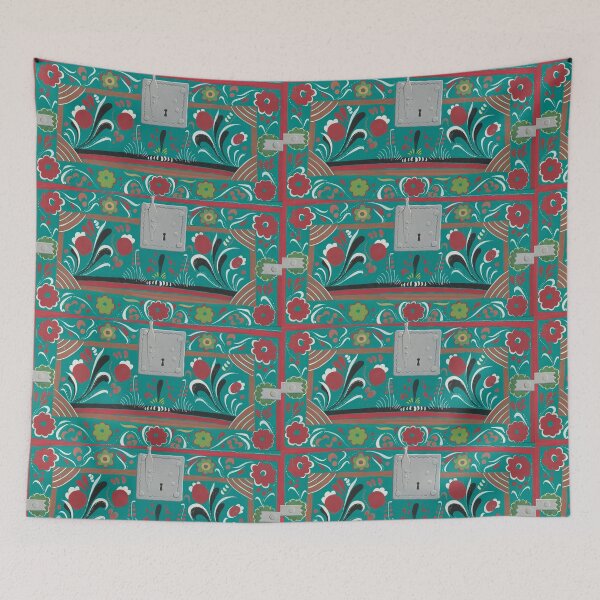 Item preview, TEAL RED LOCK & KEY designed and sold by POPVIDEOVAULT STORE.