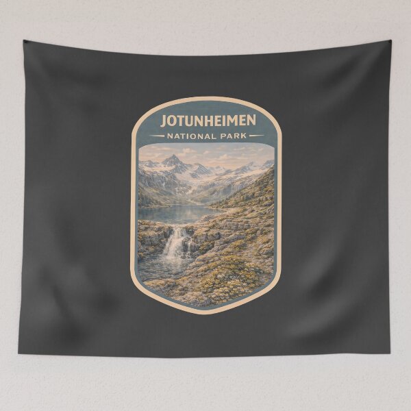 Item preview, Scandinavian Wilderness Mountain Landscape Vintage Nordic Nature Artwork designed and sold by PinUpPizzazz.
