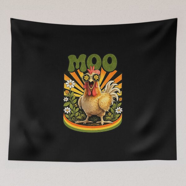 Item preview, Funny Moo Chicken Graphic Tee Men Women Farm Animal Vintage designed and sold by cass-vale-lab.