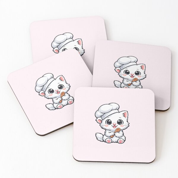 Item preview, Cute Chibi Kitten Baker Chef White Cat Lover designed and sold by tineldesign.